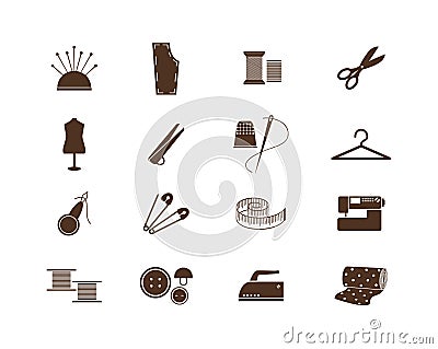 Sewing equipment icons Vector Illustration