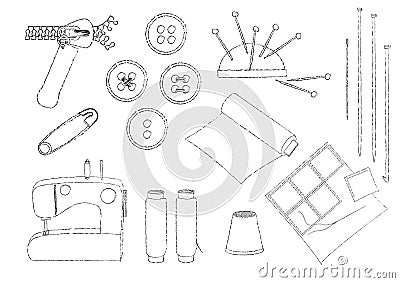 Sewing equipment illustration Stock Photo