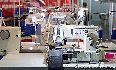 Sewing factory, nobody, overlock machines Stock Photo