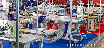 Sewing factory, nobody, overlock machines Stock Photo