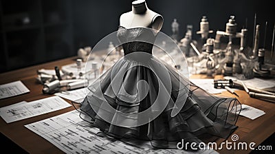 Sewing fashion designer constructor , work on the creation of clothes, a specialist designs closet items, creates Stock Photo