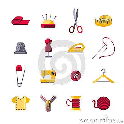 Sewing Icons Set Vector Illustration