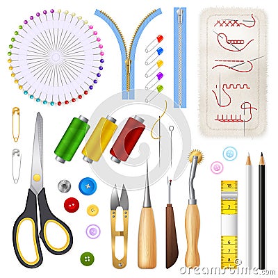 Sewing Isolated Icons Set Vector Illustration