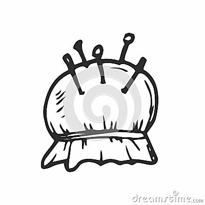 Sewing item needle bed. Vector line illustration Vector Illustration