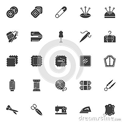 Sewing and knitting vector icons set Vector Illustration