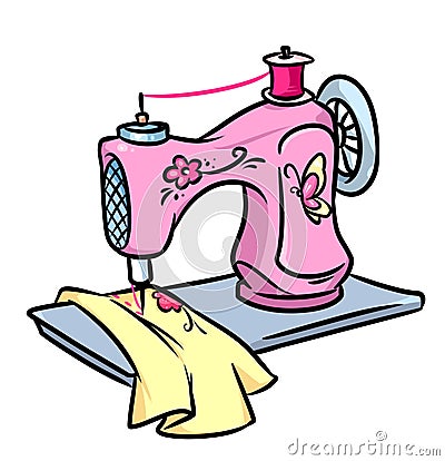 Sewing machine cartoon illustration Cartoon Illustration