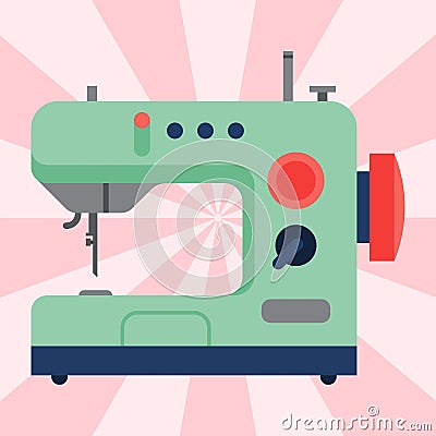 Sewing machine old vintage equipment design tool craft needle fashion handmade vector illustration. Vector Illustration