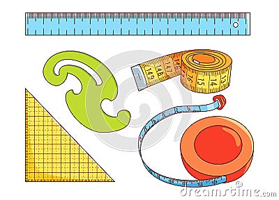 Sewing measure tools Vector Illustration