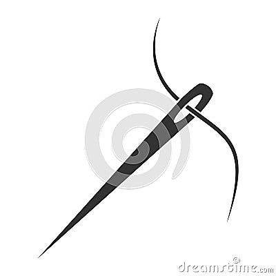 Sewing needle with thread. Glyph icon design vector Vector Illustration