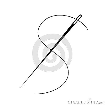 Sewing Needle vector icon. Thread vector sew tailor logo. isolated needle illustration Vector Illustration