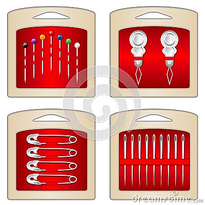 Sewing, Needlework, Quilting, Accessories Vector Illustration