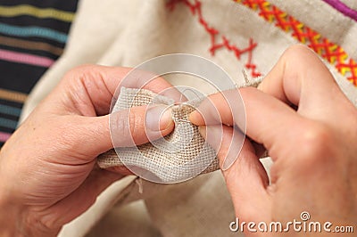 Sewing process Stock Photo