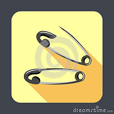 Sewing safety pin concept background, cartoon style Vector Illustration