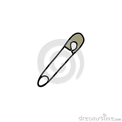 Sewing safety pin doodle icon, vector illustration Cartoon Illustration