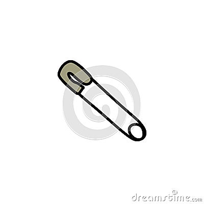 Sewing safety pin doodle icon, vector illustration Cartoon Illustration