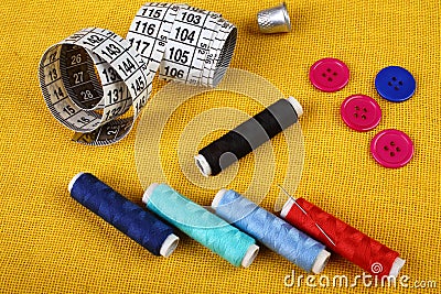 Sewing supplies close up Stock Photo