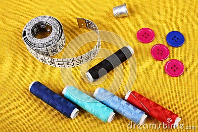 Sewing supplies close up Stock Photo