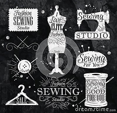 Sewing symbol chalk Vector Illustration