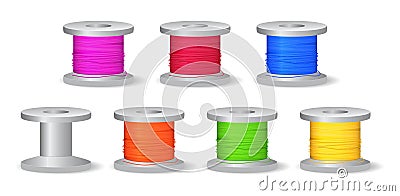 set of realistic sewing supplies for tailoring. 3D Render. Stock Photo