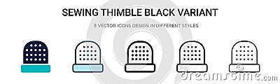 Sewing thimble black variant icon in filled, thin line, outline and stroke style. Vector illustration of two colored and black Vector Illustration