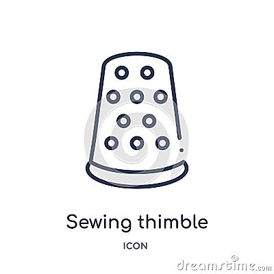 sewing thimble black variant icon from tools and utensils outline collection. Thin line sewing thimble black variant icon isolated Vector Illustration