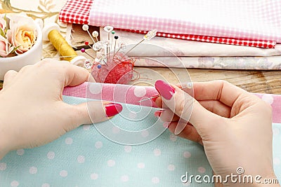 Sewing woman Stock Photo