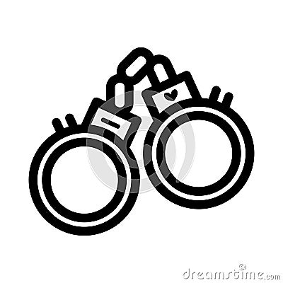 Sex handcuffs simple vector icon. Black and white illustration of sex bdsm toy. Outline linear sexshop icon. Vector Illustration