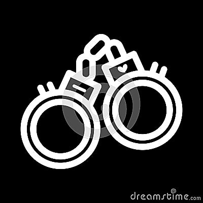 Sex handcuffs simple vector icon. Black and white illustration of sex bdsm toy. Outline linear sexshop icon. Vector Illustration
