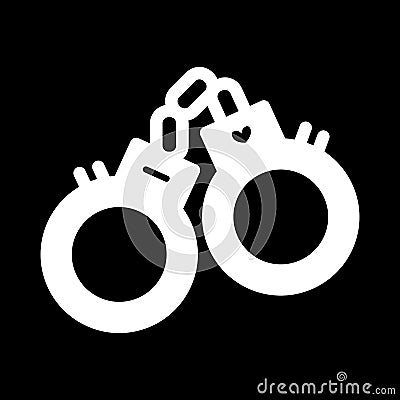 Sex handcuffs simple vector icon. Black and white illustration of sex bdsm toy. Solid linear sexshop icon. Vector Illustration