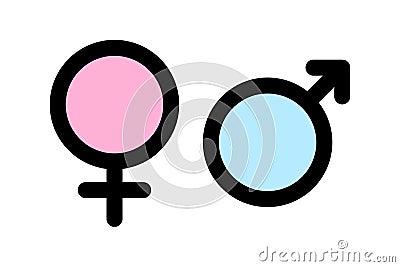 Sex icons. Male and female signs. Gender symbols Vector Illustration