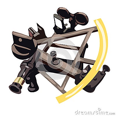 Sextant in cartoon style on white background Vector Illustration