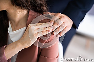 Sexual Harassment At Workplace Inappropriate Touching Stock Photo