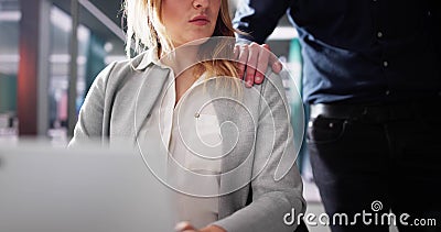 Sexual Harassment At Workplace Inappropriate Touching Stock Photo