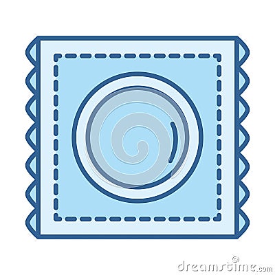 Sexual health, contraception condom line fill blue icon Vector Illustration
