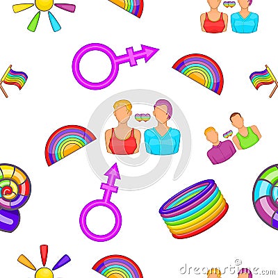 Sexual minorities pattern, cartoon style Vector Illustration