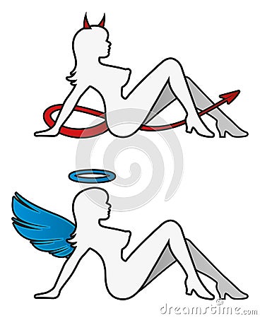 angel and devil outlined Stock Photo