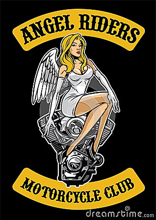 angel and motorcycle engine Vector Illustration