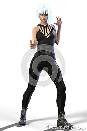 assertive female urban fantasy warrior isolated Stock Photo