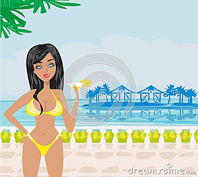 beach girl Vector Illustration