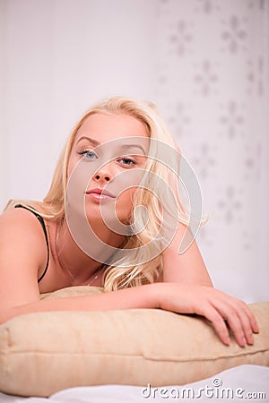 beautiful blond girl in underclothes Stock Photo