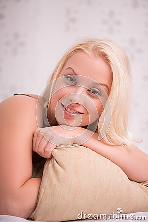 beautiful blond girl in underclothes Stock Photo