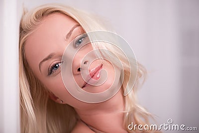 beautiful blond girl in underclothes Stock Photo