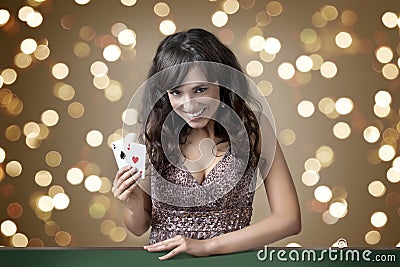 beautiful young girl in casino Stock Photo