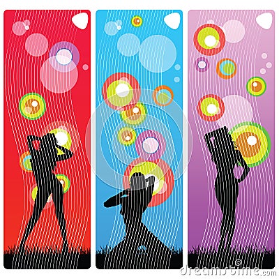 and beauty girls in various poses vector Vector Illustration