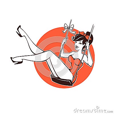 and beauty retro pinup girl Vector Illustration