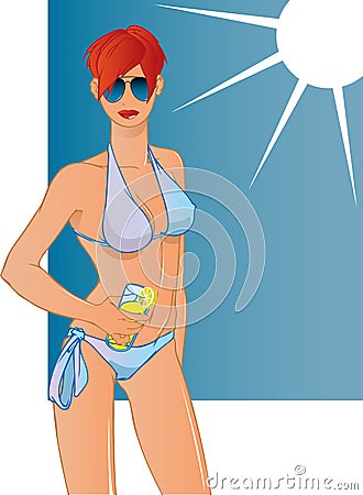 bikini girl Vector Illustration