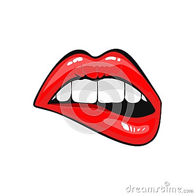 biting lips isolated on white. vector illustration Vector Illustration