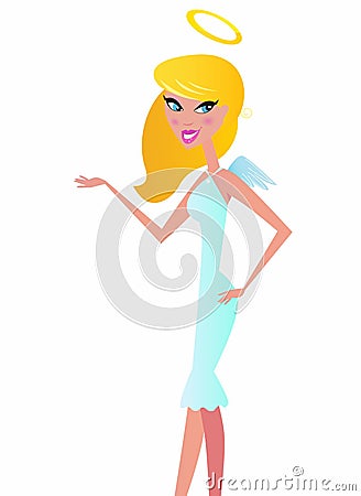 blond hair woman in angel costume Vector Illustration