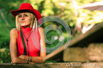 blonde cowgirl Stock Photo