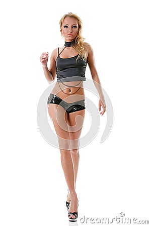 blonde with long legs Stock Photo